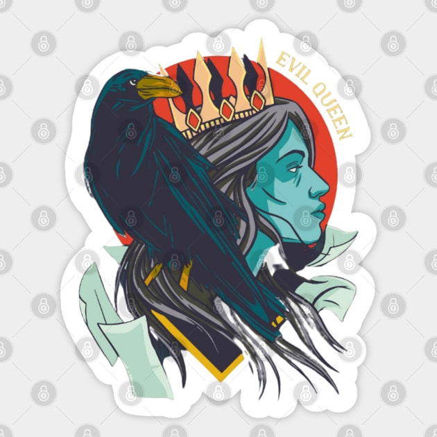 Evil Queen With Raven Sticker by mehdime